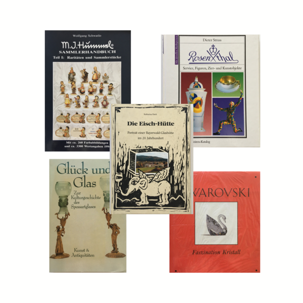 Bücher und Kataloge über Hummelfiguren, Glas, Porzellan, Kochgeräte und mehr