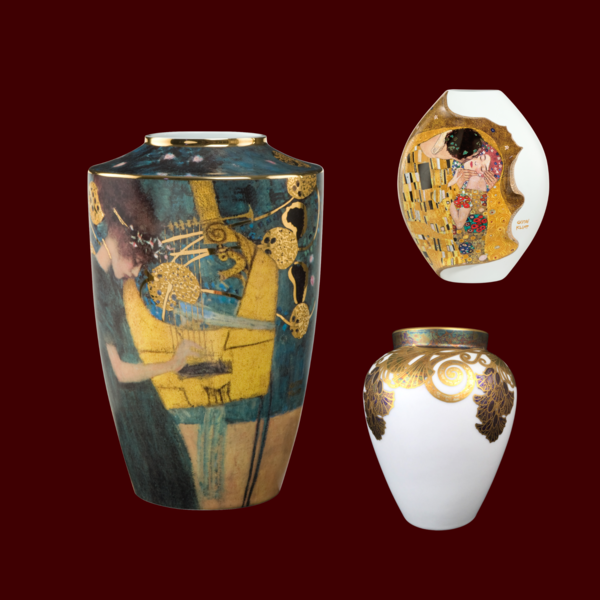 Vasen unterschiedlicher Größen aus Markenporzellan weiß oder mit Dekor und  Echtgoldauflage.