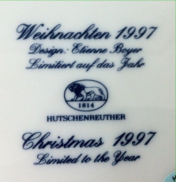 Hutschenreuther Weihnachtsteller 1997