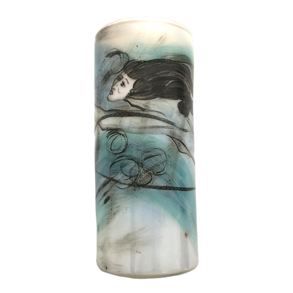 Eisch Vase Meerjungfrau Handmalerei Unikat